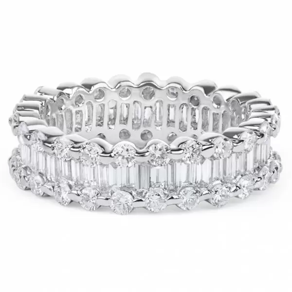 Handmade Baguette and Round Shape Eternity Wedding Band