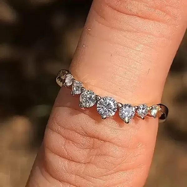 Handmade Round Cut Seven Stones Wedding Band