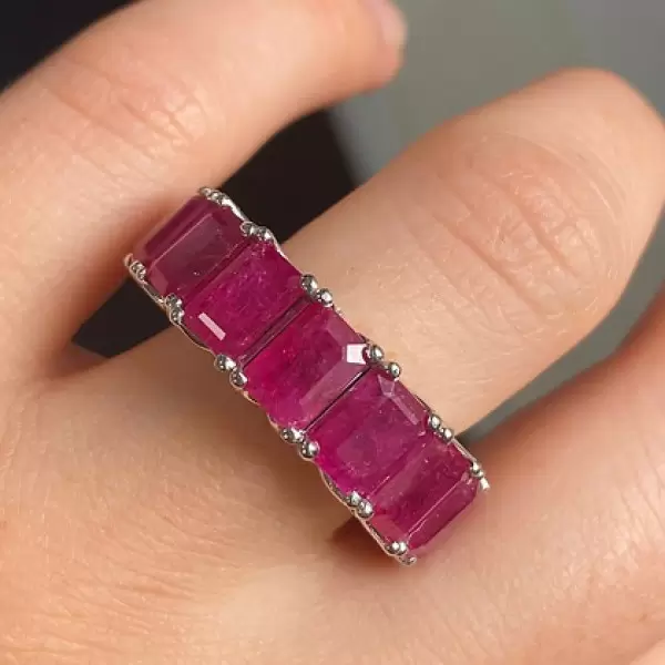 Emerald cut ruby eternity band store