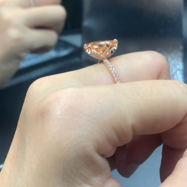 3ct Pear Cut Champagne Sapphire Engagement Ring