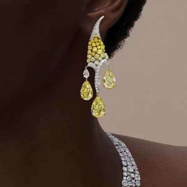 16ctw Pear Cut Yellow Sapphire Chandelier Earrings