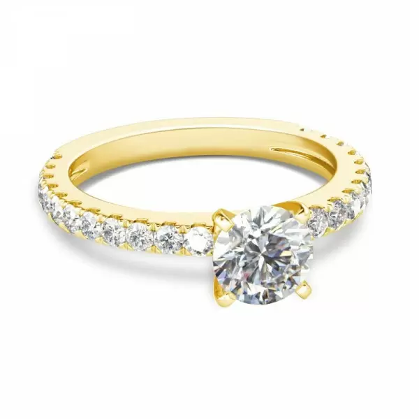 Handmade 2 Ct Prong Setting 18K Gold Plated Sterling Silver Brilliant Cut Ring Set