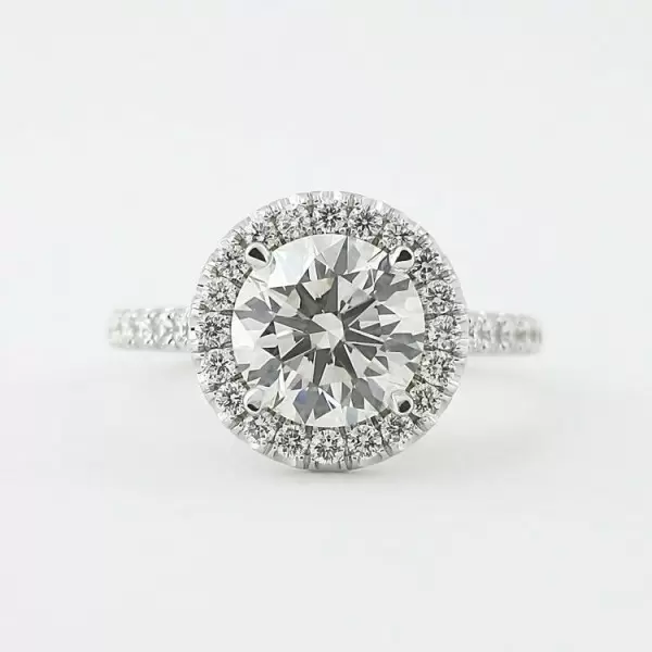 Handmade 1.5 Ct Halo Round Cut Engagement Ring With Round Cut Eternity Ring