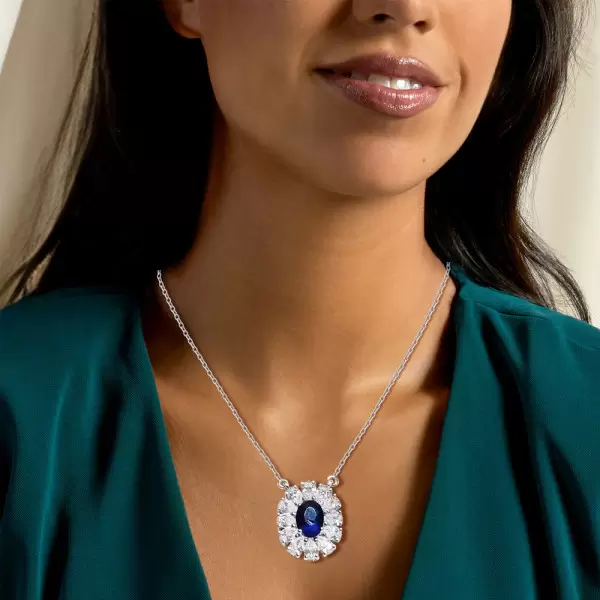 10.75ct Oval Cut Blue Sapphire Pendant Necklace