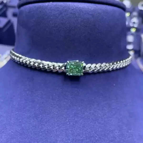 6ct Radiant Cut Vivid Green Sapphire Choker Necklace