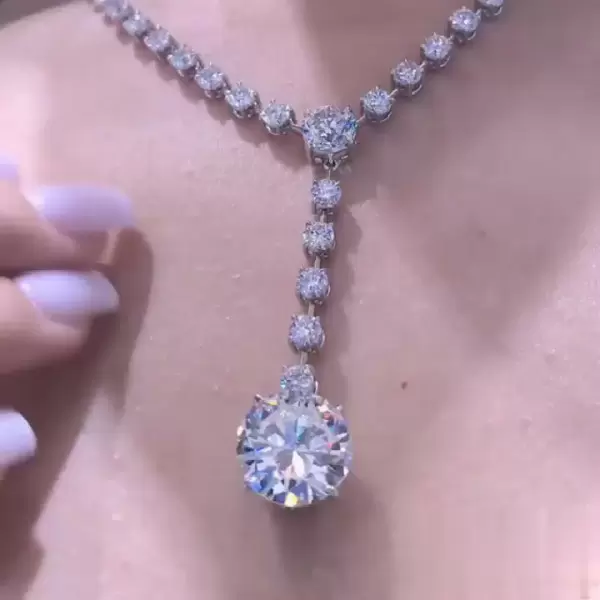 Round Cut White Sapphire Necklace Choker