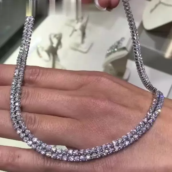 Round Cut White Sapphire Tennis Necklace