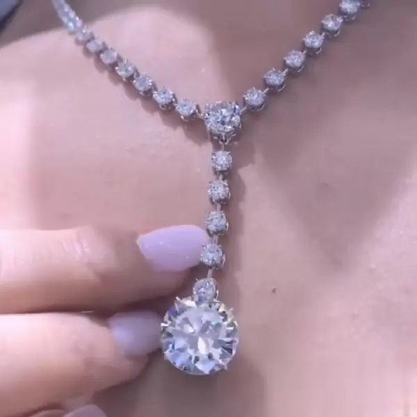 Round Cut White Sapphire Necklace Choker