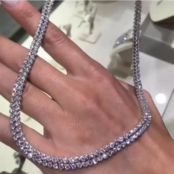 Round Cut White Sapphire Tennis Necklace