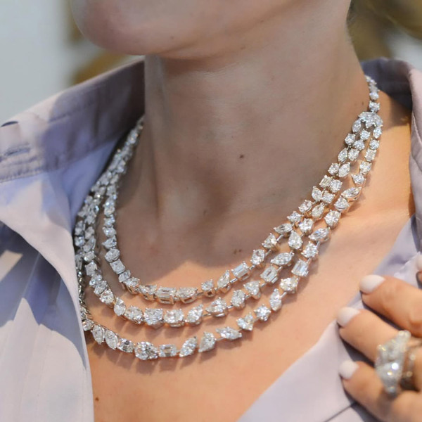 160ctw Multi-Cut Three-row Statement Necklace