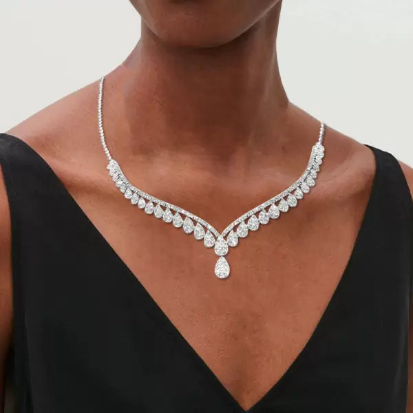 Pear Cut White Sapphire Choker Necklace