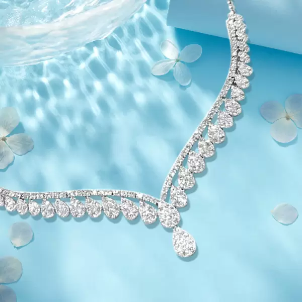 Pear Cut White Sapphire Choker Necklace