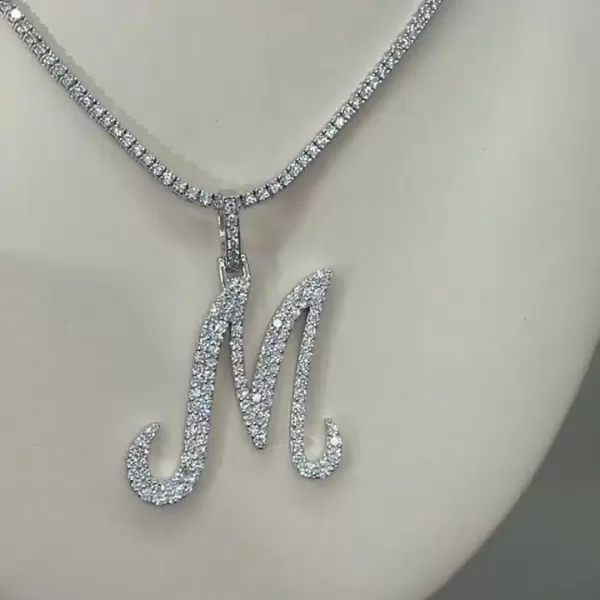 Letter Pendant Diamond Chain Necklace