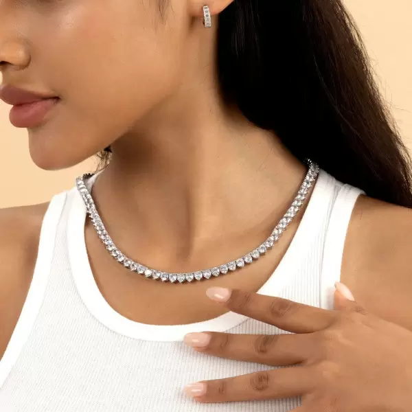 7mm Width 3-prong Round Cut White Sapphire Tennis Necklace