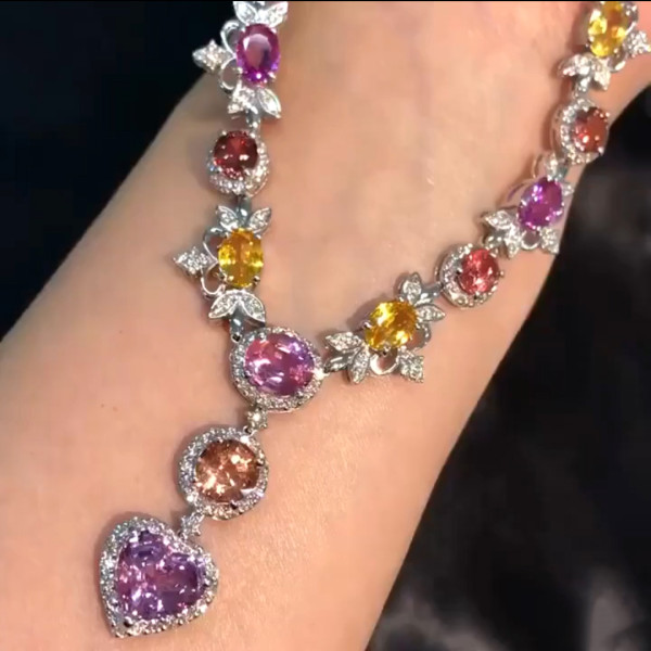 Muli-cut Colorful Gems Necklace