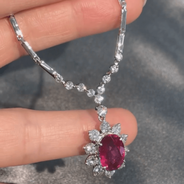 6.75ct Cushion Cut Ruby Pendant Necklace