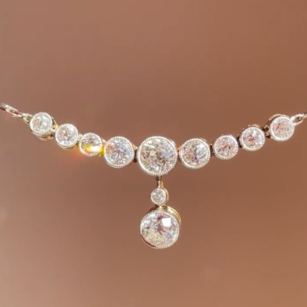 Round Cut White Sapphire Art Deco Necklace