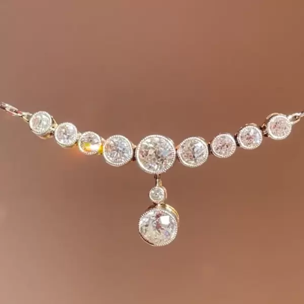Round Cut White Sapphire Art Deco Necklace