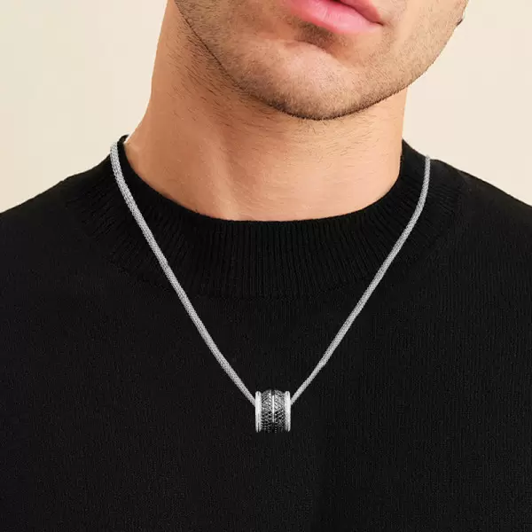 White-Black Wheel of Fortune Pendant Necklace