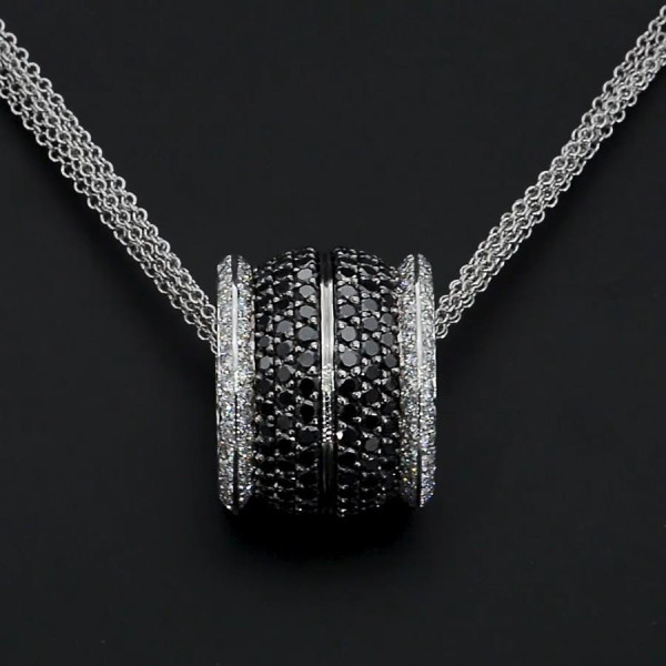 White-Black Wheel of Fortune Pendant Necklace