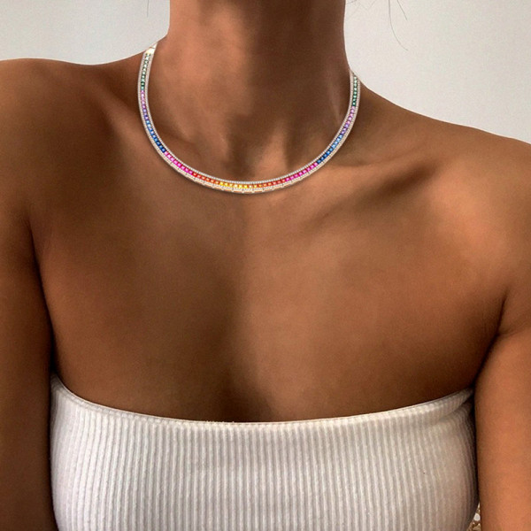 20ctw Rainbow Sapphire Tennis Necklace