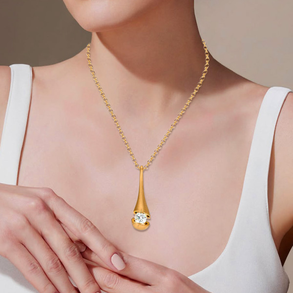 2ct Round Cut White Sapphire Tear Pendant Necklace