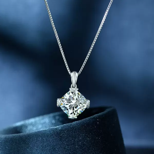 7ct Cushion Cut White Sapphire Pendant Necklace