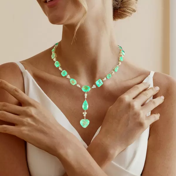 45ctw Multi-cut Light Green Paraíba Tourmaline Statement Necklace