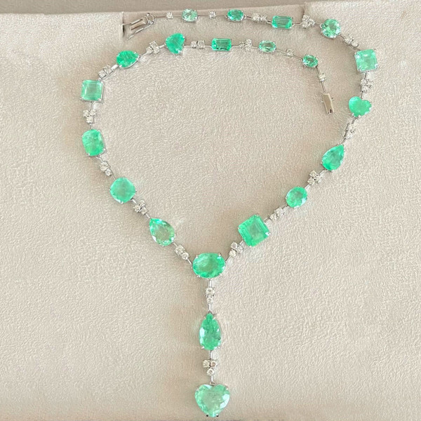 Light Green Paraíba Tourmaline Station Necklace