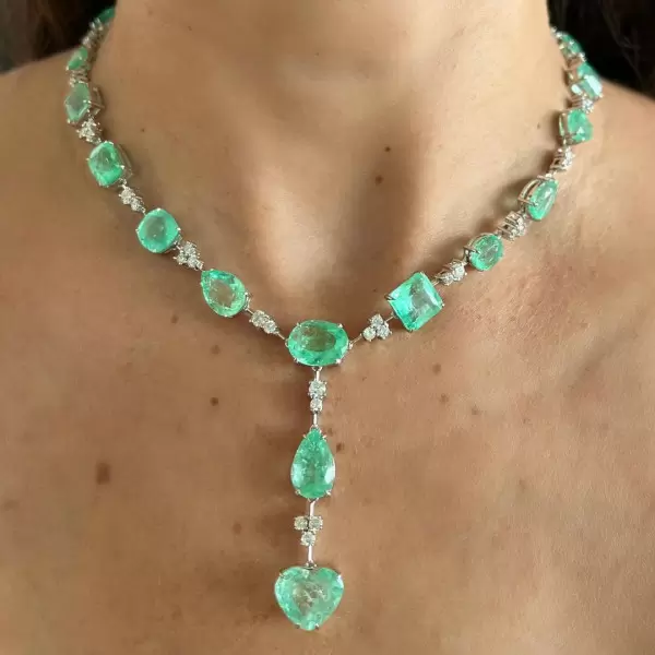 Light Green Paraíba Tourmaline Station Necklace