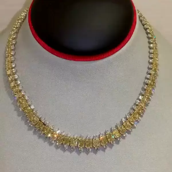 84ctw Radiant Cut Yellow Sapphire Statement Necklace 