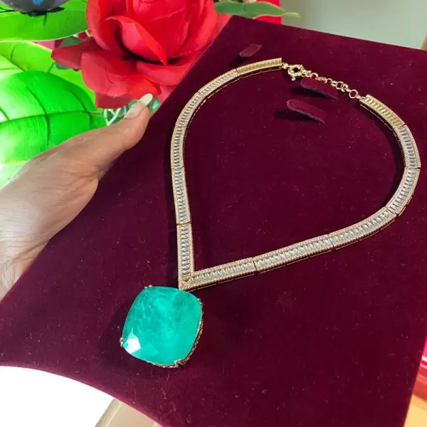 15ct Cushion Cut Turmalina Paraíba Necklace