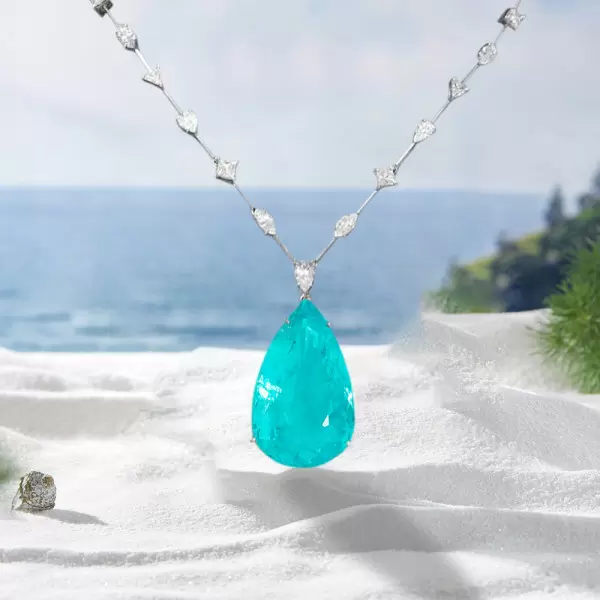 14ct Pear Cut Paraiba Tourmaline Necklace | SayaBling