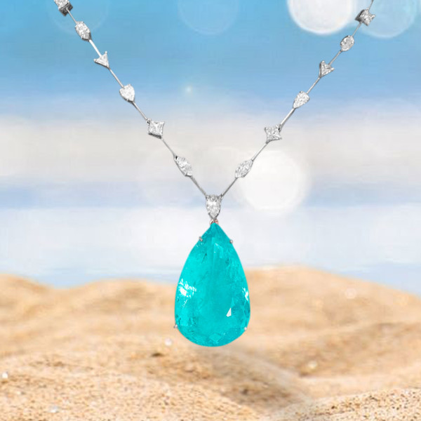 Multi-cut Chain 14ct Pear Cut Paraíba Tourmaline Necklace