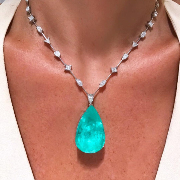 Multi-cut Chain 14ct Pear Cut Paraíba Tourmaline Necklace