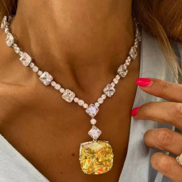 120ctw Cushion Cut Yellow Sapphire Statement Necklace