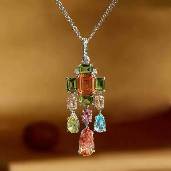 23ctw Multicolor Sapphire Statement Necklace