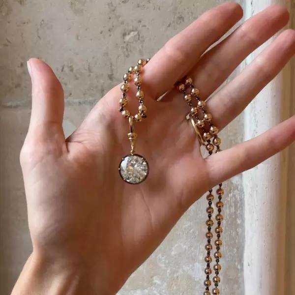 Antique 5ct Round Cut White Sapphire Necklace