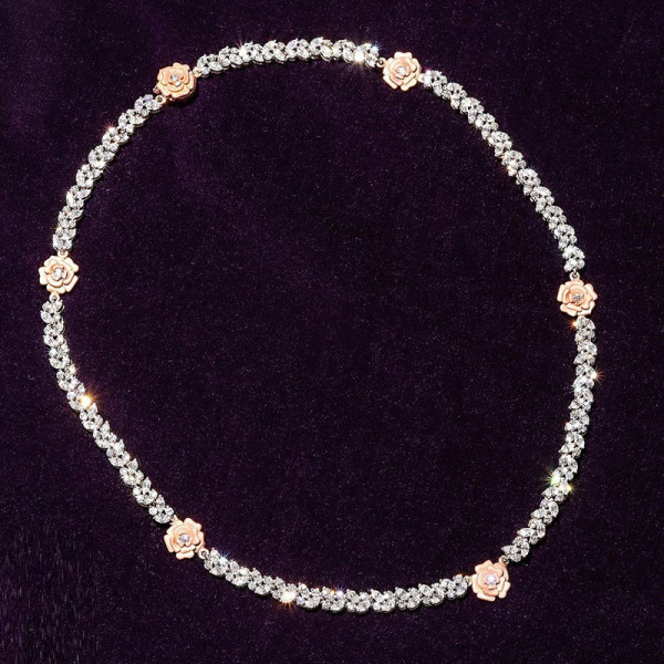 Marquise Cut White Sapphire Rose Necklace