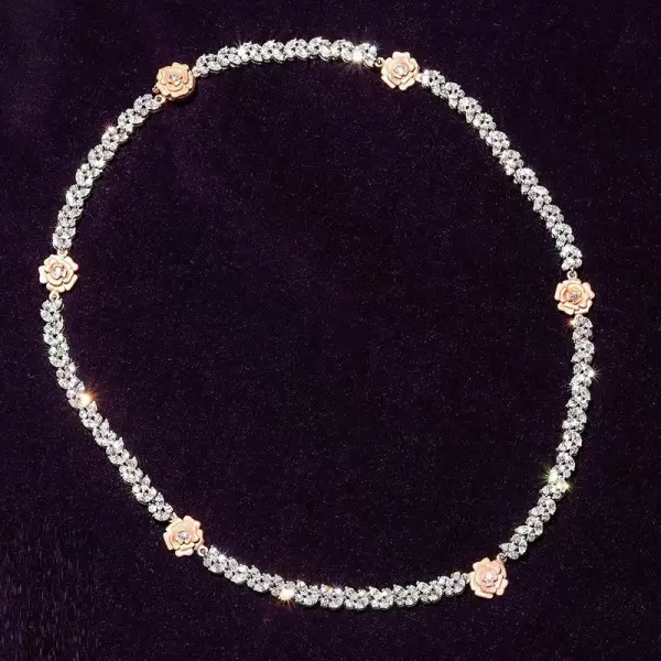 Marquise Cut White Sapphire Rose Necklace