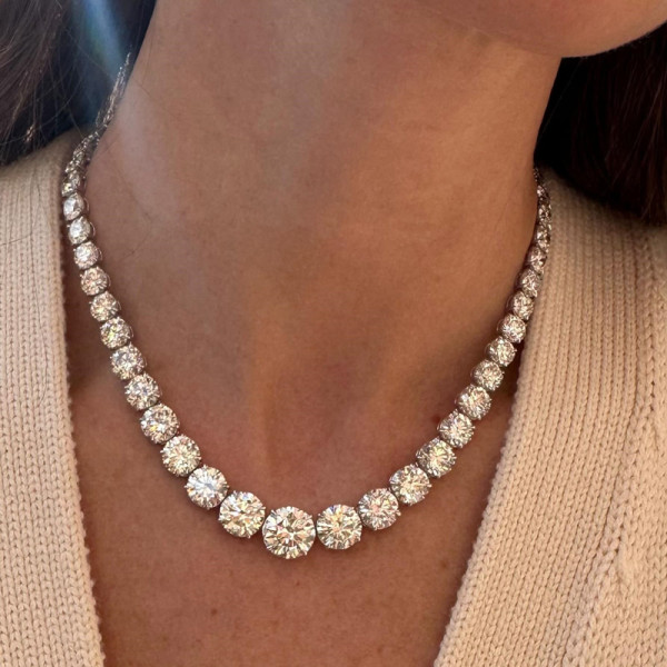 11MM Round Cut White Sapphire Statement Necklace