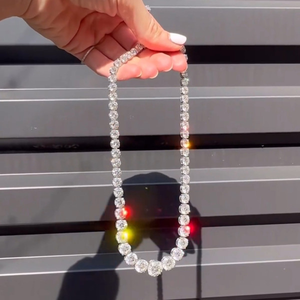 40ctw Round Cut Graduated White Sapphire Riviera Necklace