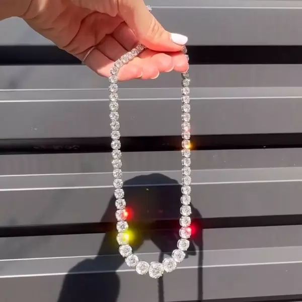 40ctw Round Cut Graduated White Sapphire Riviera Necklace