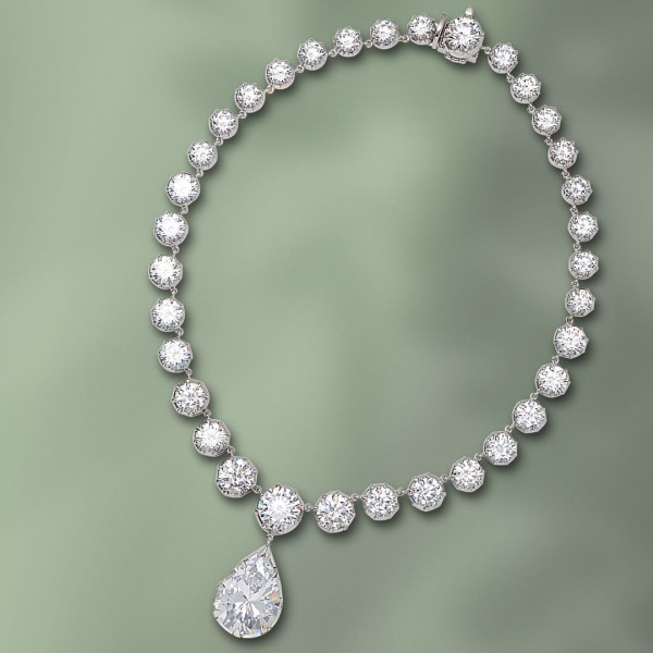 10ct Pear Cut Victorian Style Statement Necklace