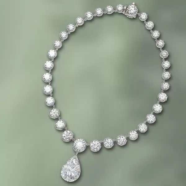 10ct Pear Cut Victorian Style Statement Necklace