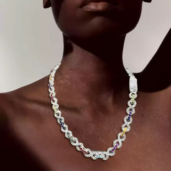 58ctw Multicolor Sapphire Infinity Statement Necklace