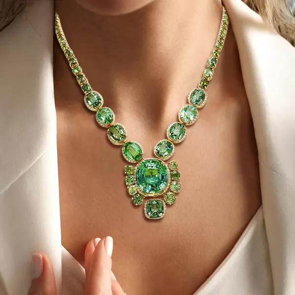 110ctw Green Tourmaline and Peridot Statement Necklace