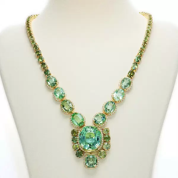 110ctw Green Tourmaline and Peridot Statement Necklace