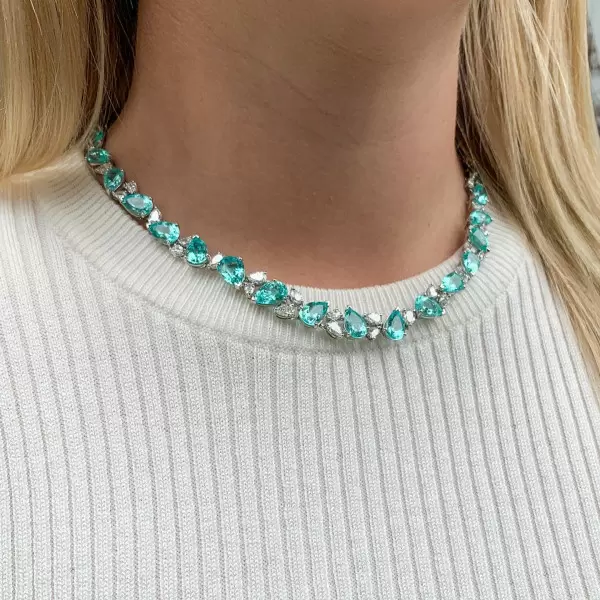 57ctw Pear Cut Paraiba Tourmaline Statement Necklace