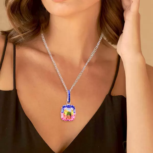 8ctw Cushion Cut Bicolor Tourmaline Pendant Necklace